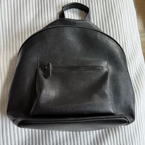 Saks Fifth Avenue Black Leather Backpack Made in Italy